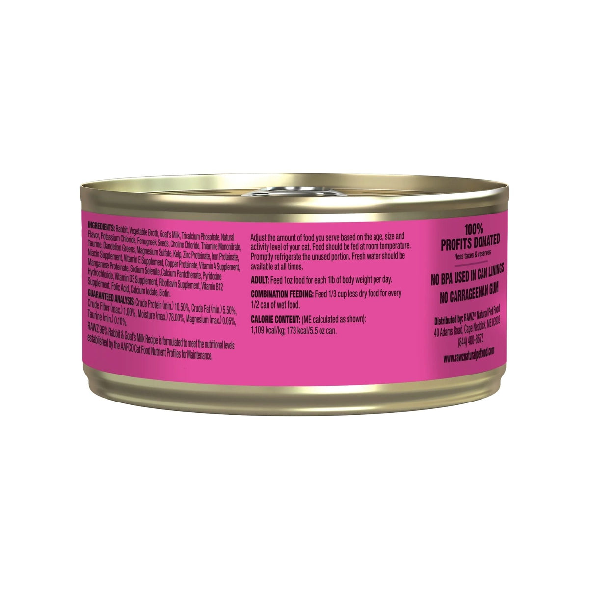 Rawz Cat 96% Rabbit Goat Milk Pate 5.5oz. (Case of 24)