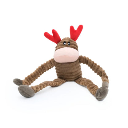 Zippypaws Holiday Crinkle Reindeer Brown/Red Large