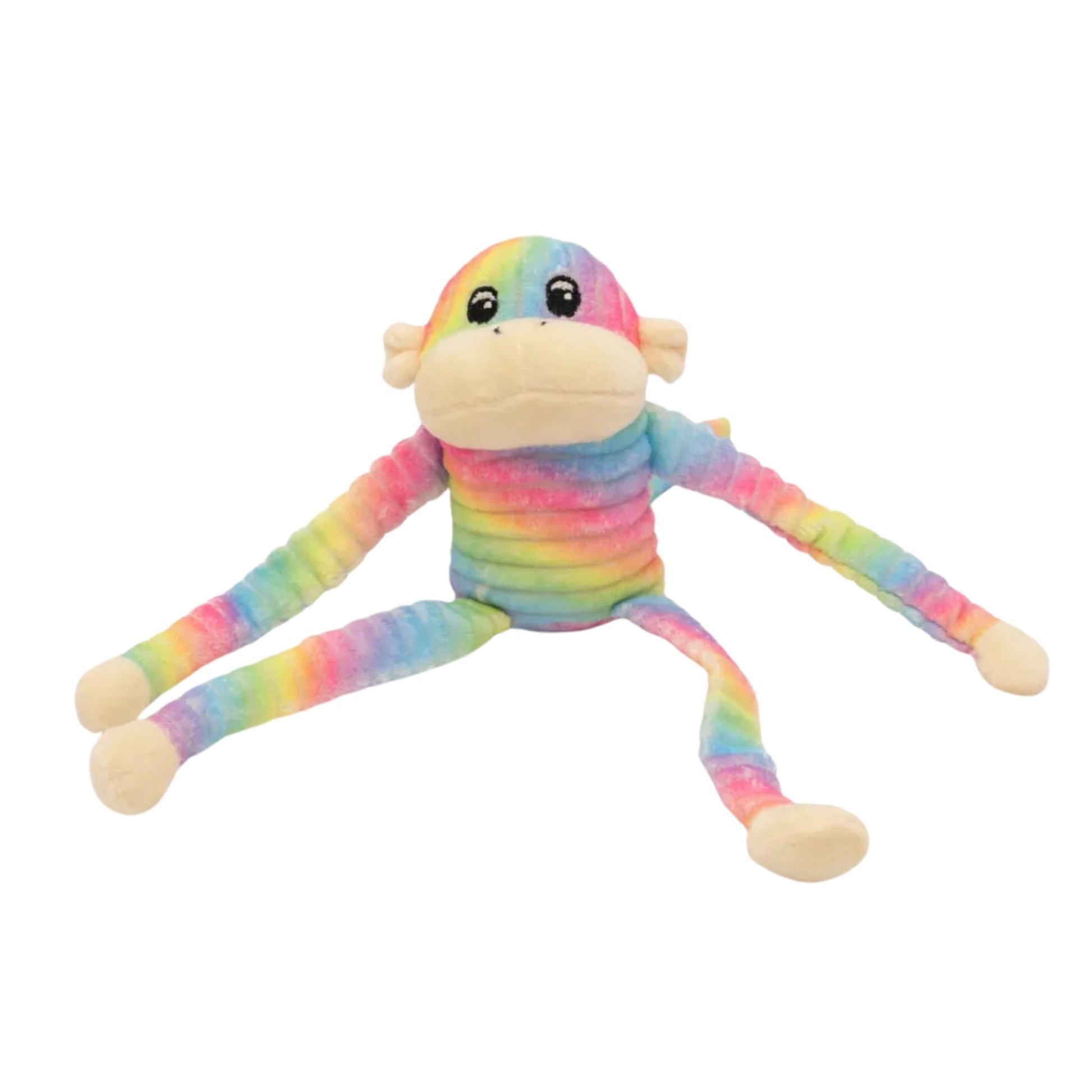 Zippy Paws Spencer The Crinkle Monkey Rainbow/Blue Small- 2 Pk