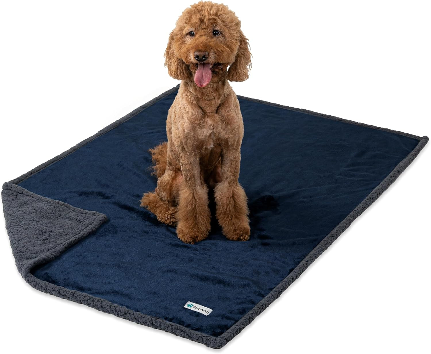 Waterproof Dog Blanket for Queen Bed Large XL Dog Throw for Couch Cover Leakproof Furniture Protection, Sherpa Fleece, Reversible Soft Washable 90X90 Light Gray