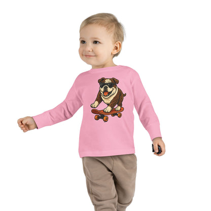 Skateboarding Dog Toddler Long Sleeve Tee