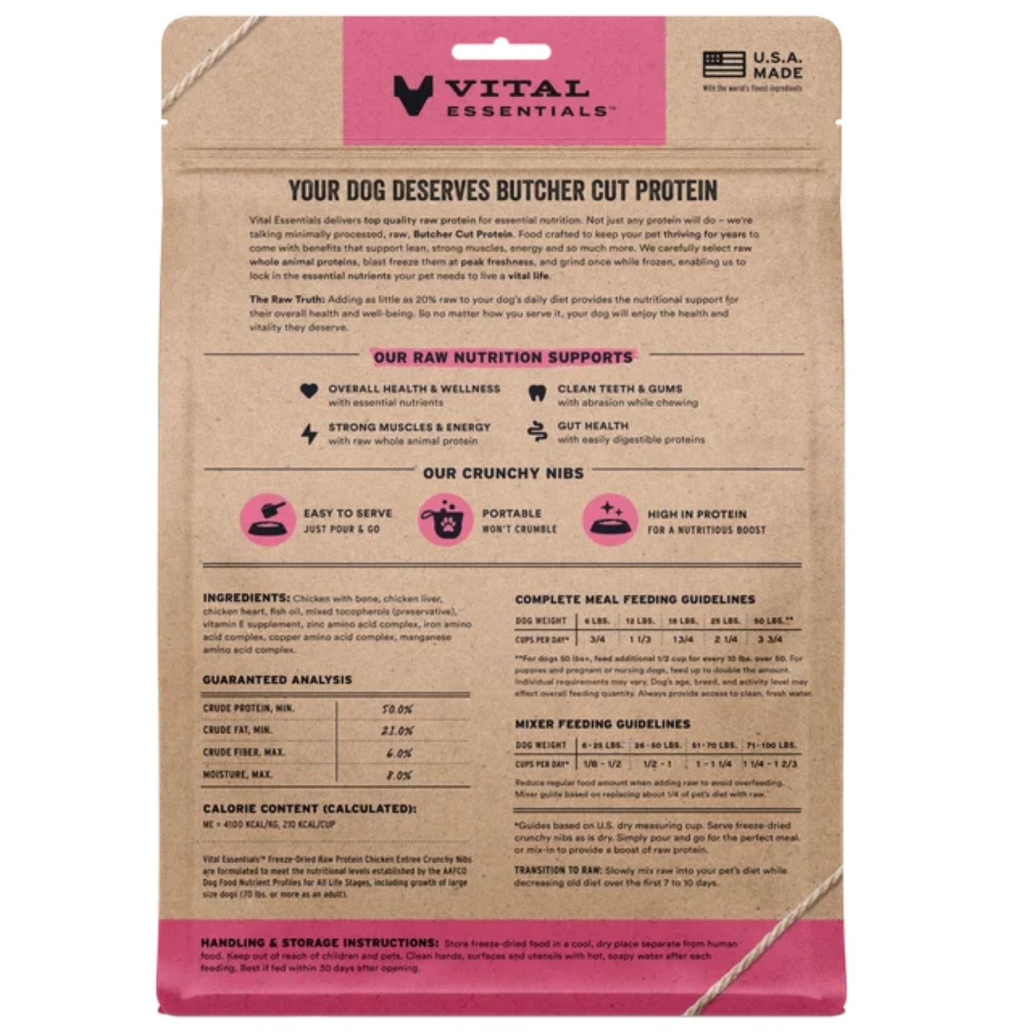 Vital Essentials Dog Freeze-Dried Nibs Chicken 14oz.