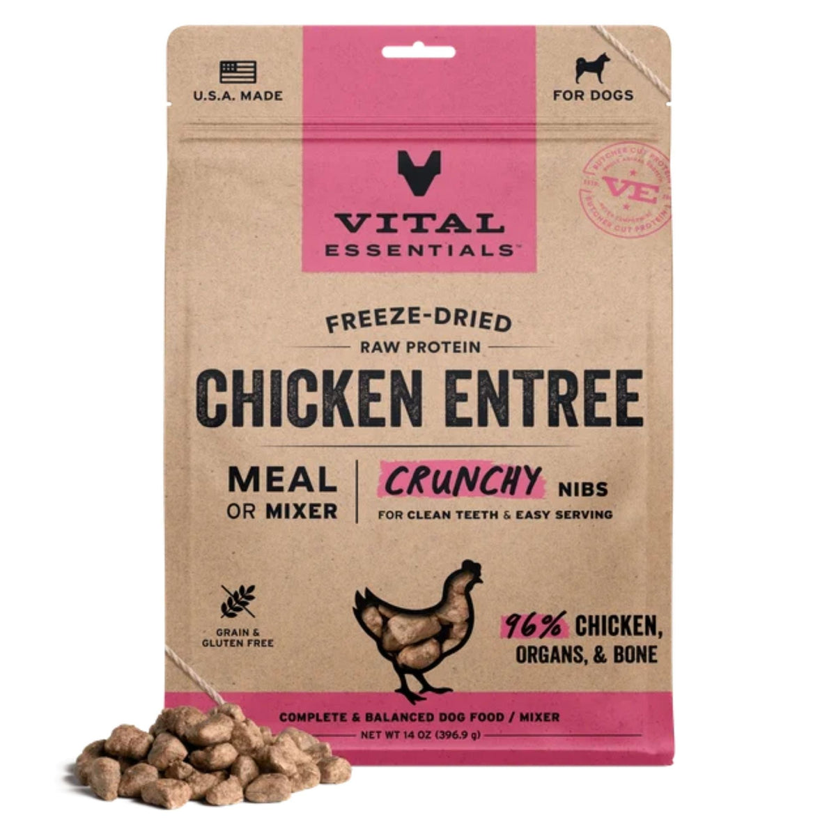 Vital Essentials Dog Freeze-Dried Nibs Chicken 14oz.