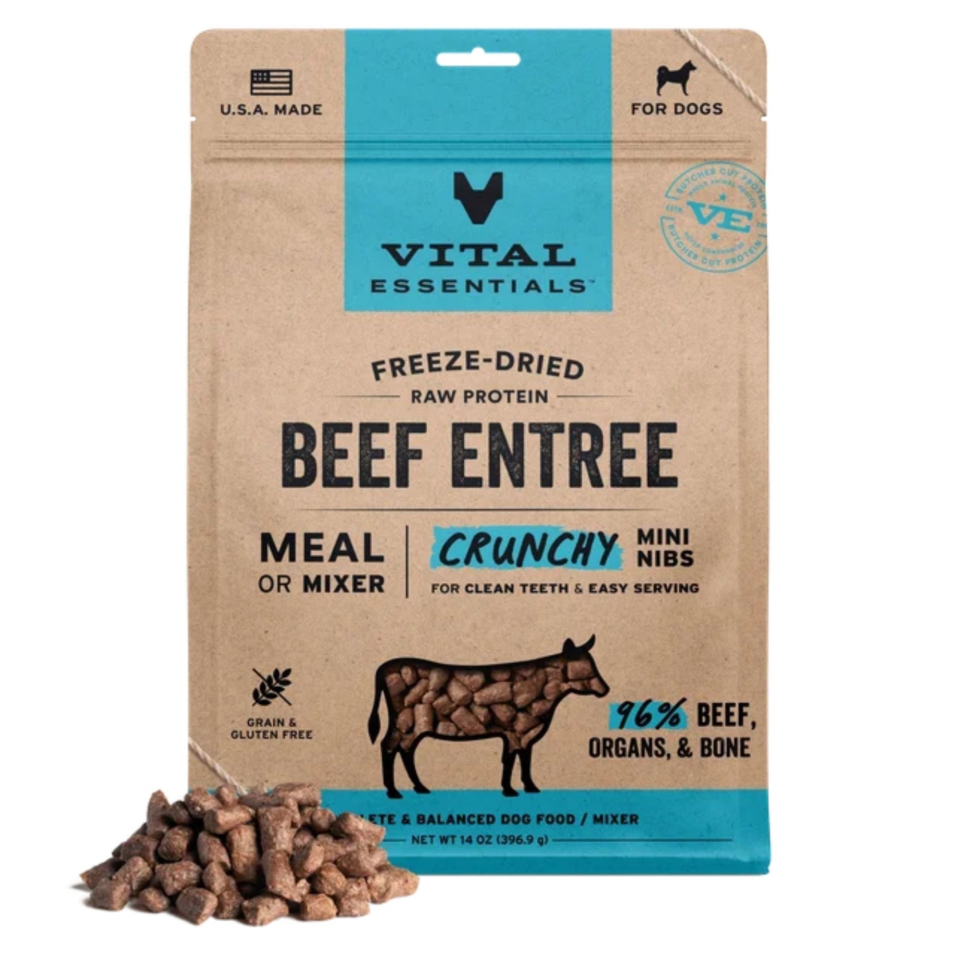Vital Essentials Dog Freeze-Dried Mini Nibs Beef 14oz.