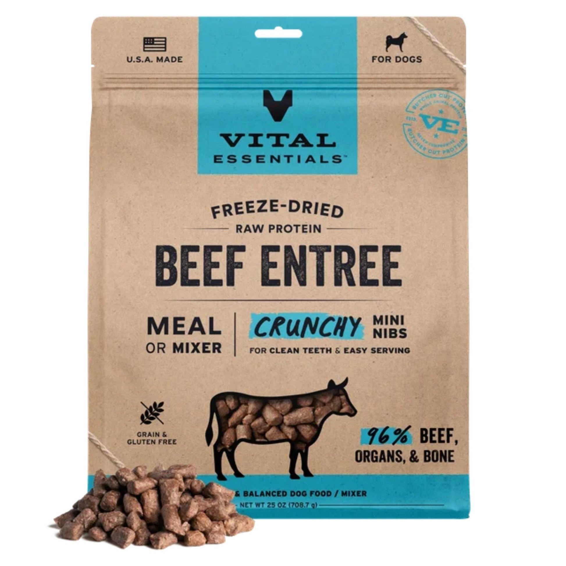 Vital Essentials Dog Freeze-Dried Mini Nibs Beef 25oz.