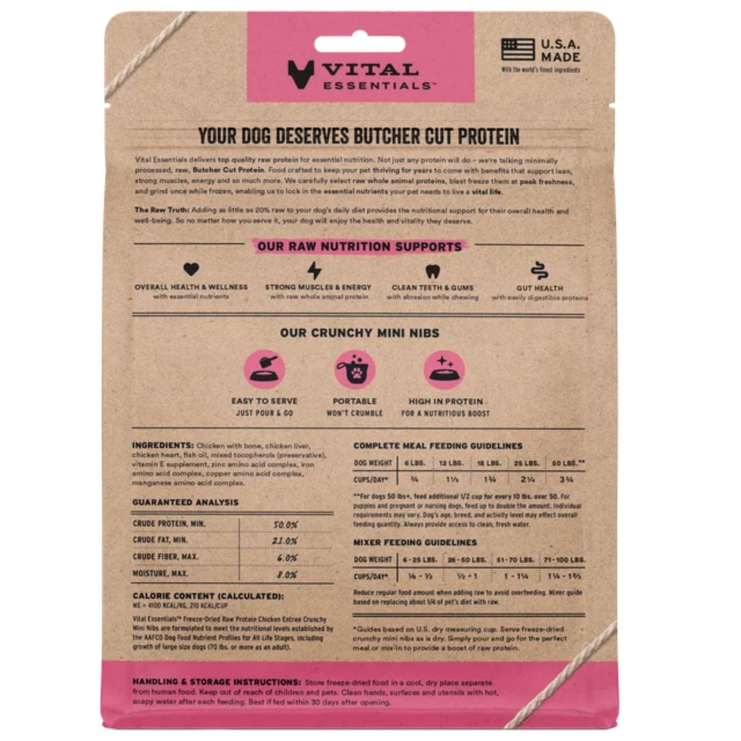 Vital Essentials Dog Freeze-Dried Mini Nibs Chicken 5.5oz.