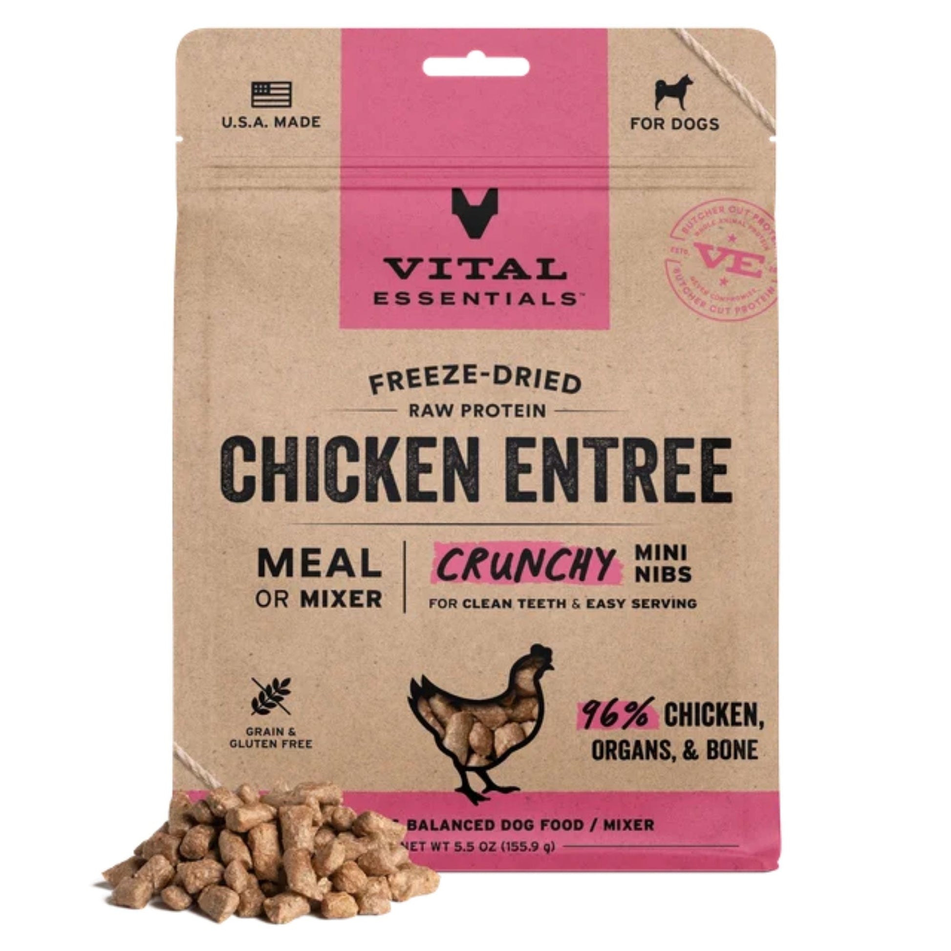 Vital Essentials Dog Freeze-Dried Mini Nibs Chicken 5.5oz.