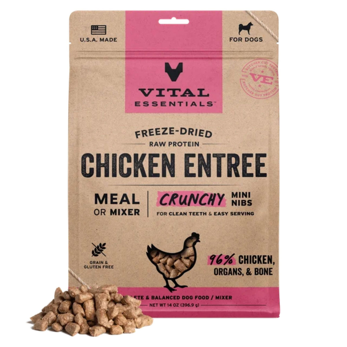 Vital Essentials Dog Freeze-Dried Mini Nibs Chicken 14oz.