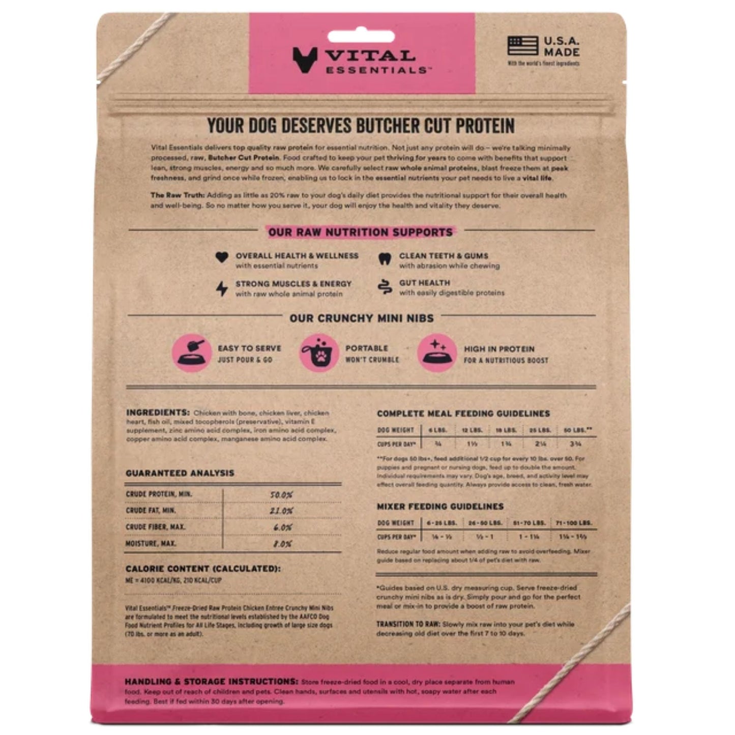 Vital Essentials Dog Freeze-Dried Mini Nibs Chicken 25oz.