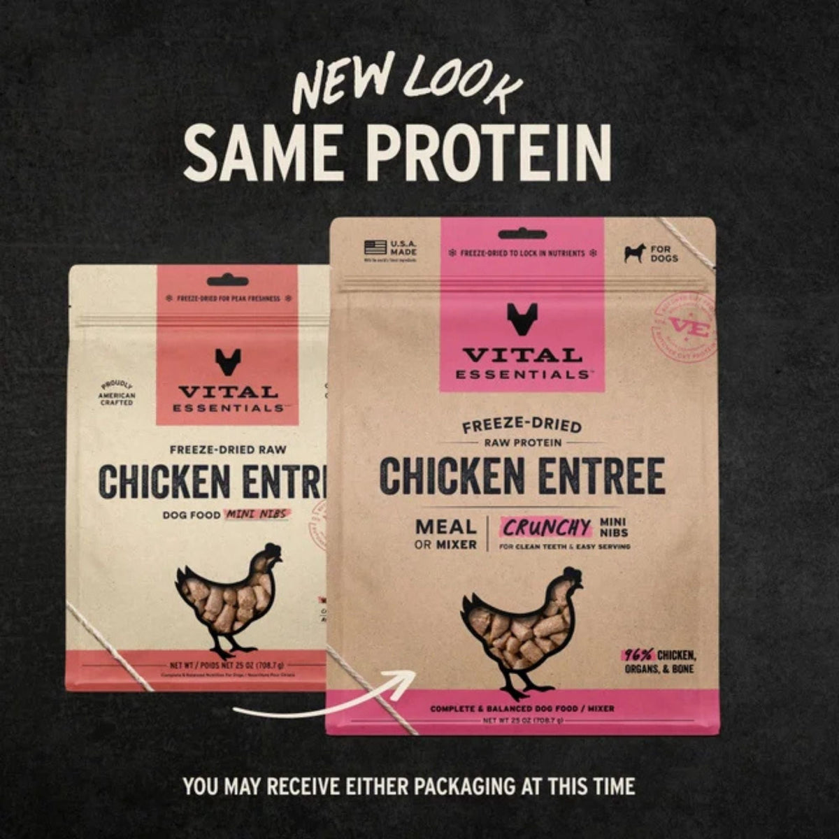 Vital Essentials Dog Freeze-Dried Mini Nibs Chicken 25oz.