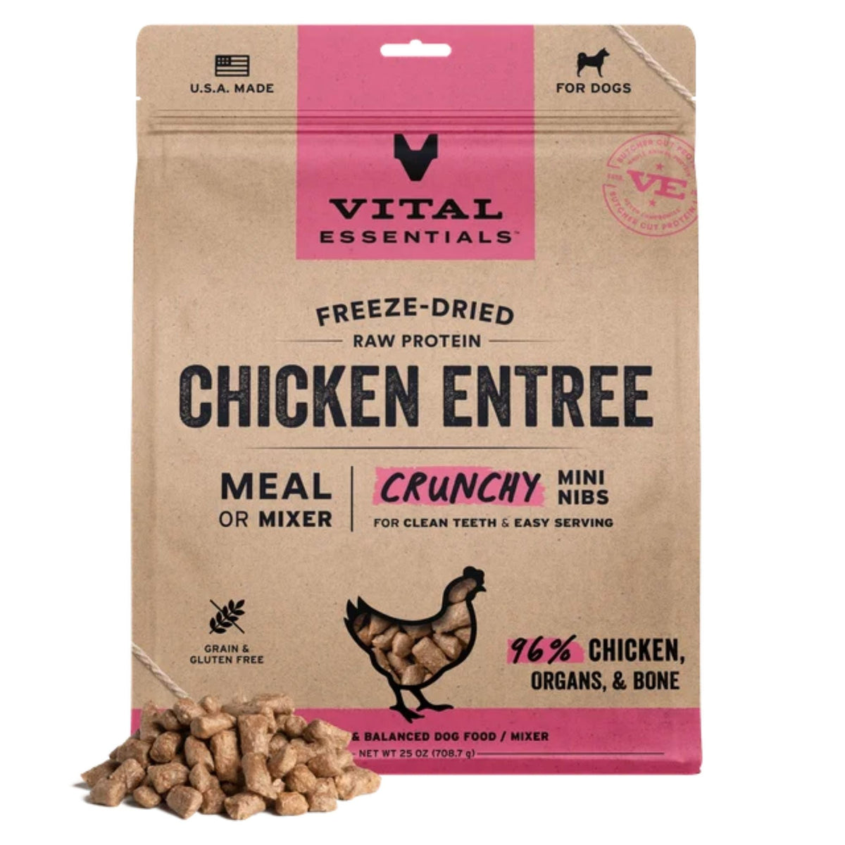 Vital Essentials Dog Freeze-Dried Mini Nibs Chicken 25oz.