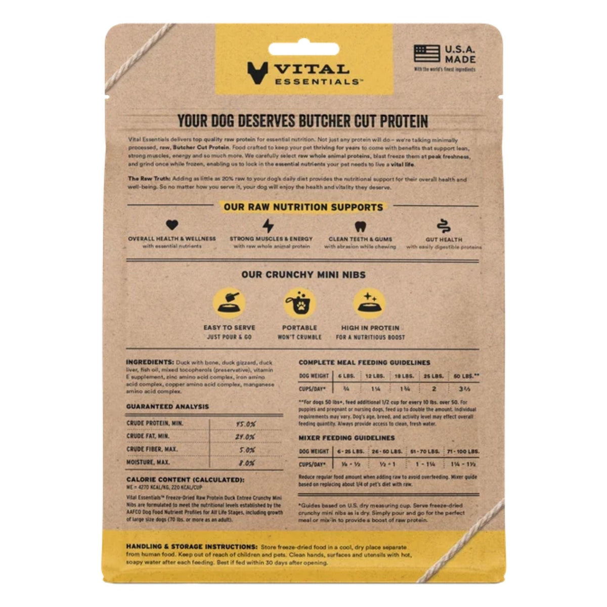 Vital Essentials Dog Freeze-Dried Mini Nibs Duck 5.5oz.