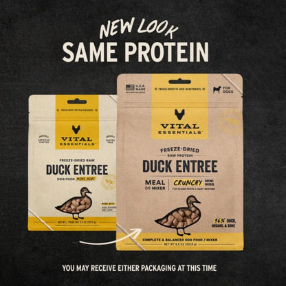Vital Essentials Dog Freeze-Dried Raw Grain Free Duck Entree Mini Nibs 5.5oz.