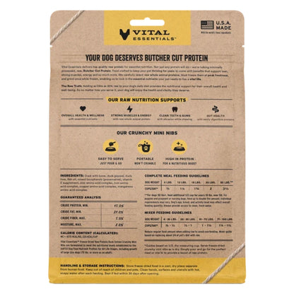 Vital Essentials Dog Freeze-Dried Raw Grain Free Duck Entree Mini Nibs 14oz.