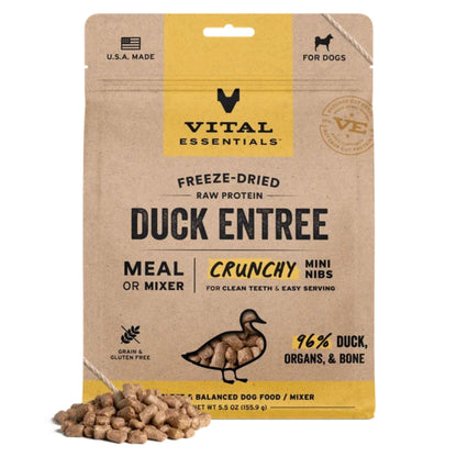 Vital Essentials Dog Freeze-Dried Mini Nibs Duck 14oz.