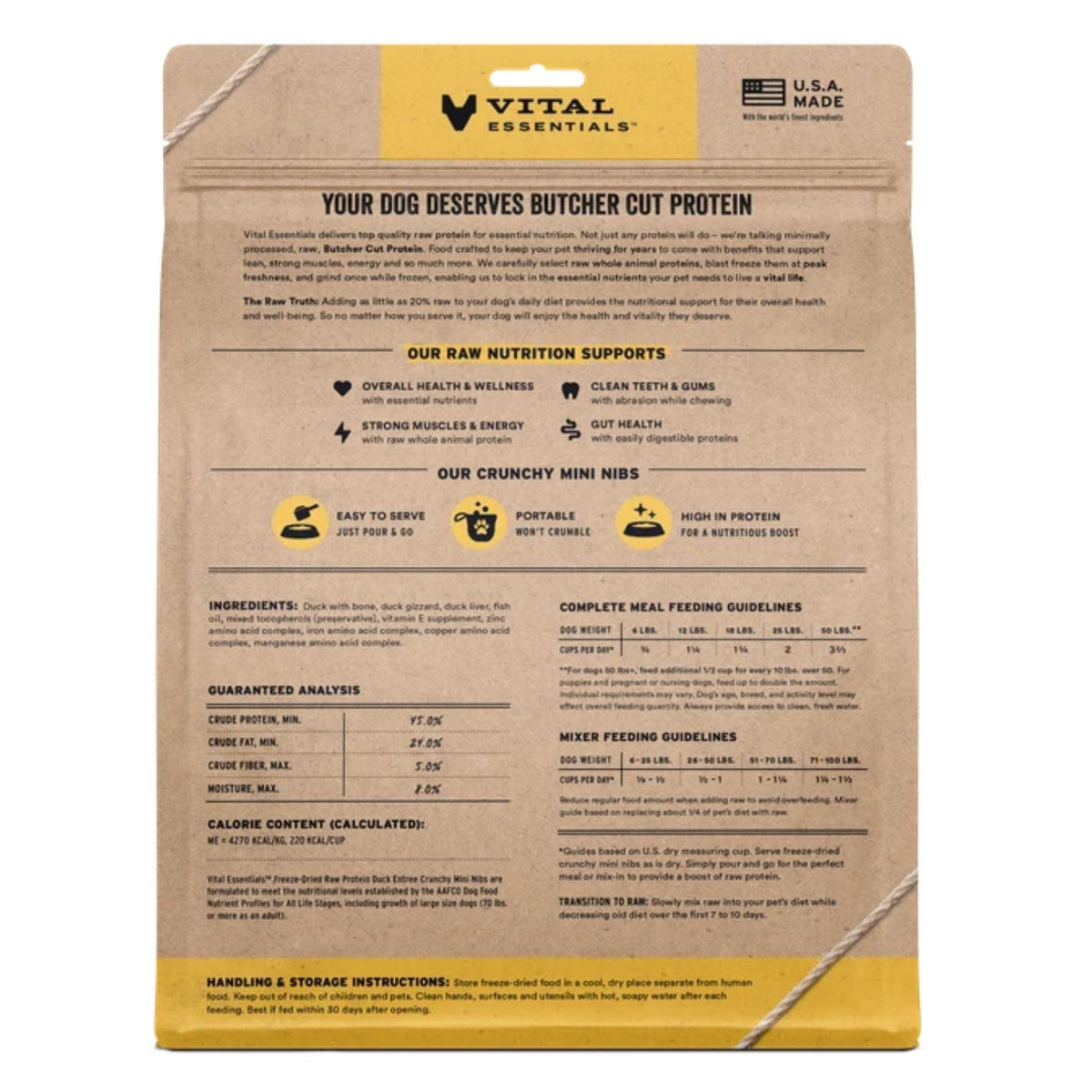 Vital Essentials Dog Freeze-Dried Mini Nibs Duck 25oz.