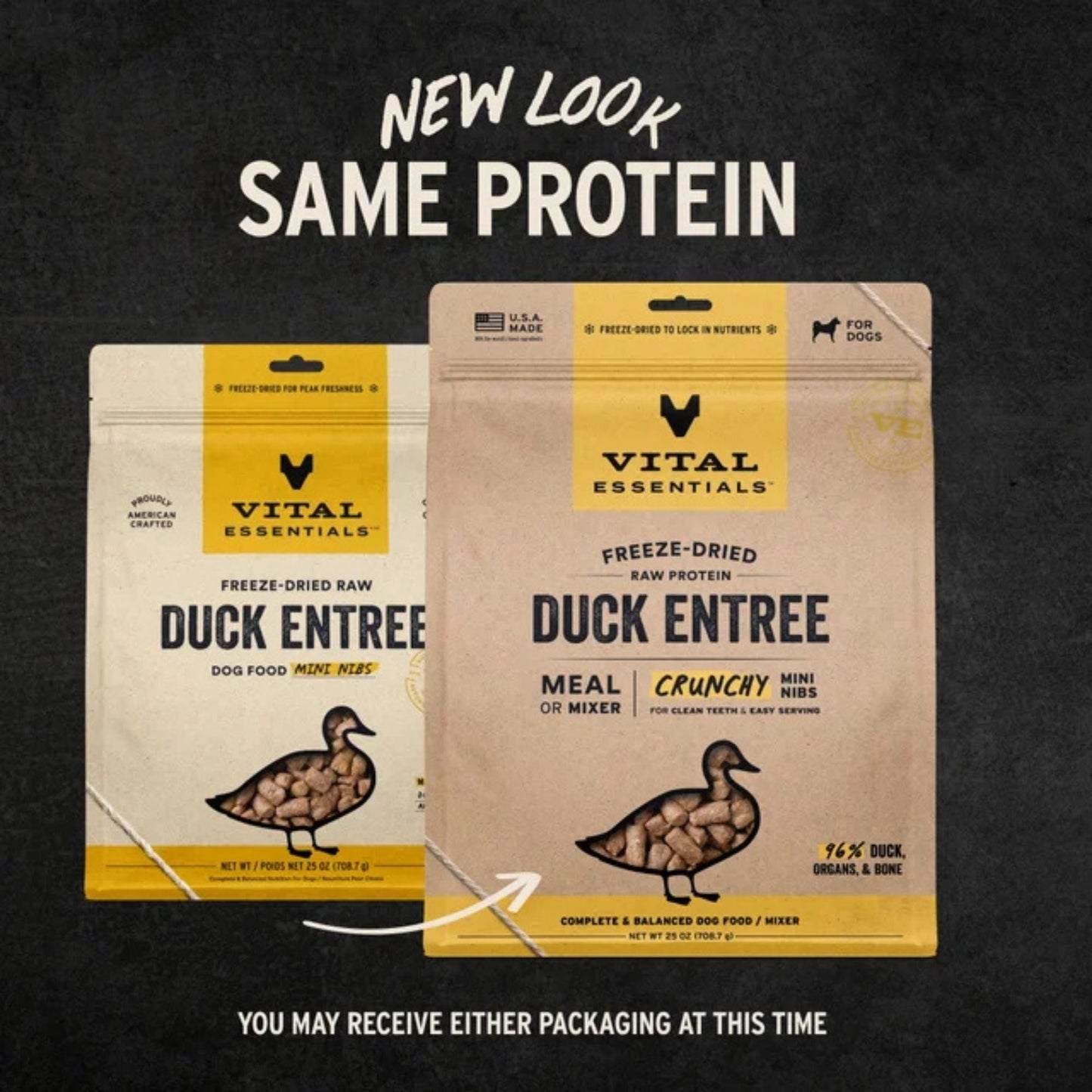 Vital Essentials Dog Freeze-Dried Mini Nibs Duck 25oz.