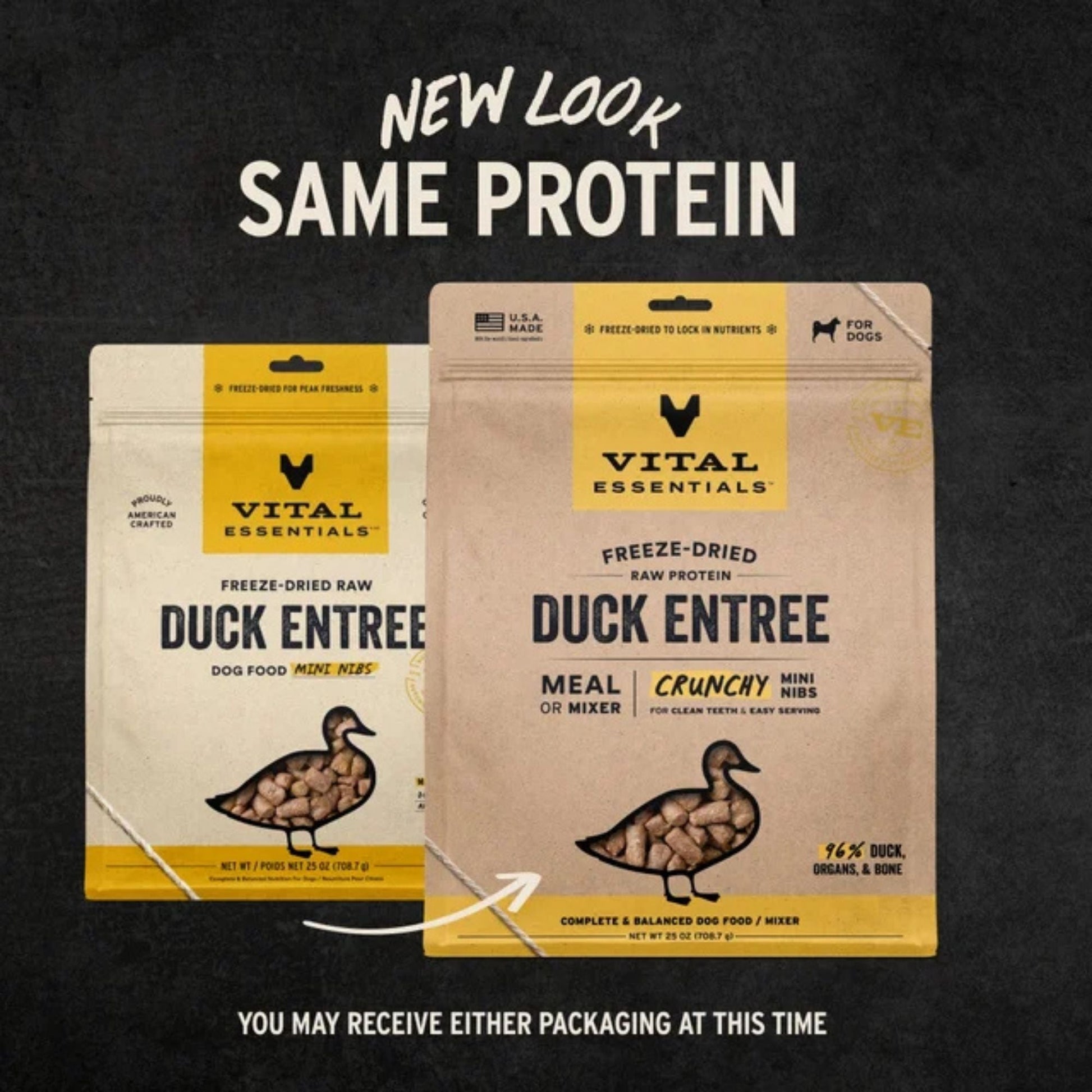 Vital Essentials Dog Freeze-Dried Mini Nibs Duck 25oz.