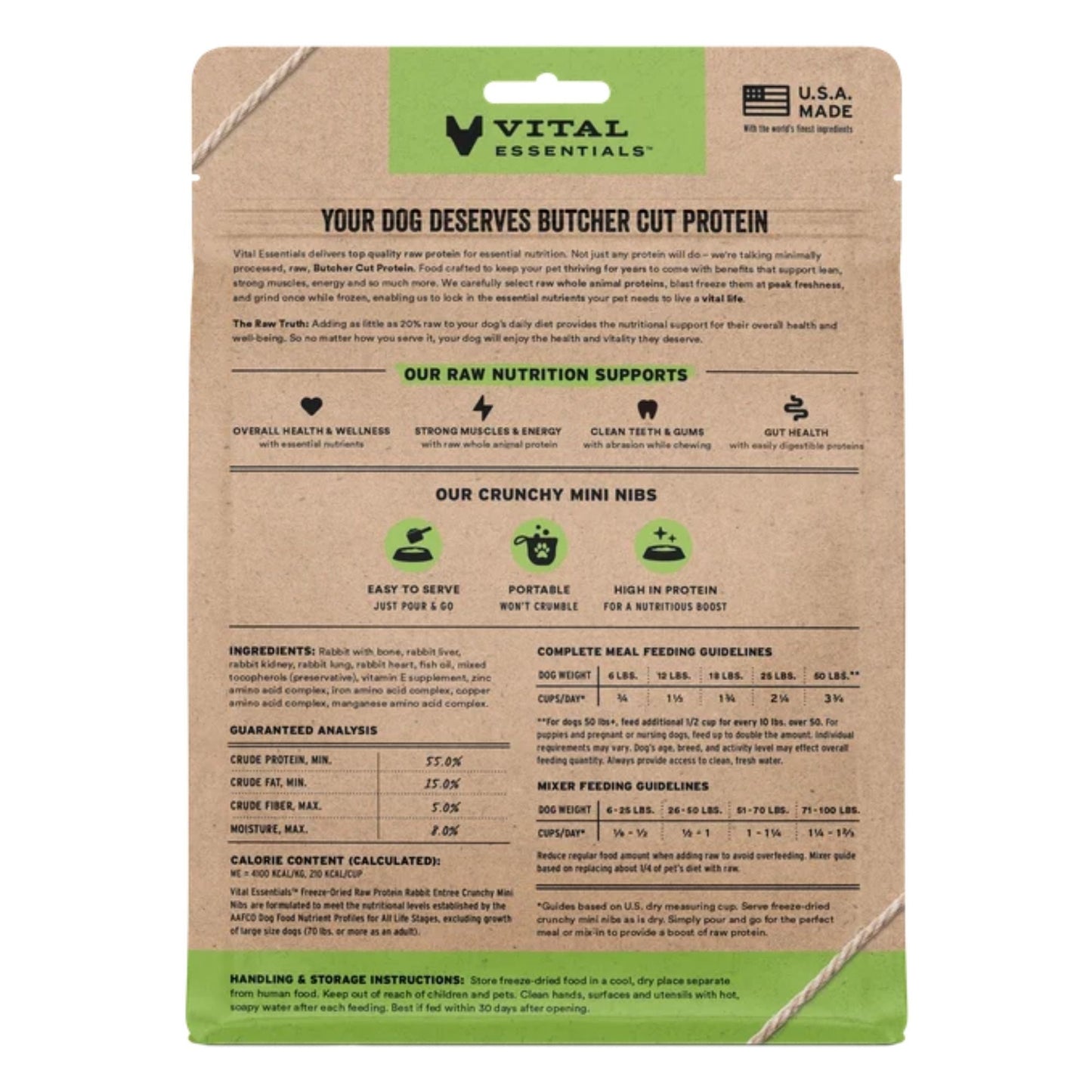 Vital Essentials Dog Freeze-Dried Mini Nibs Rabbit 5.5oz.
