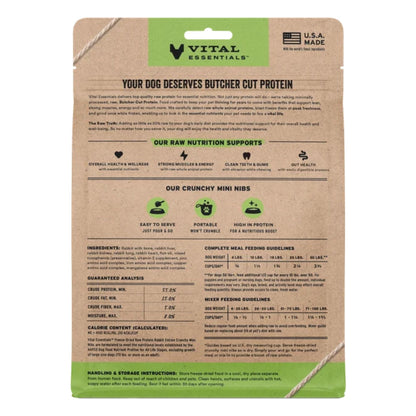 Vital Essentials Dog Freeze-Dried Raw Grain Free Rabbit Entree Mini Nibs 5.5oz.