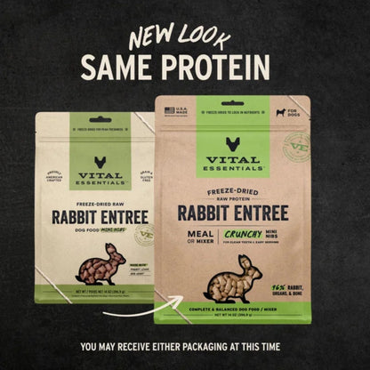 Vital Essentials Dog Freeze-Dried Raw Grain Free Rabbit Entree Mini Nibs 14oz.