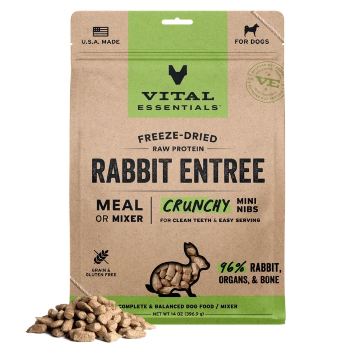 Vital Essentials Dog Freeze-Dried Mini Nibs Rabbit 14oz.
