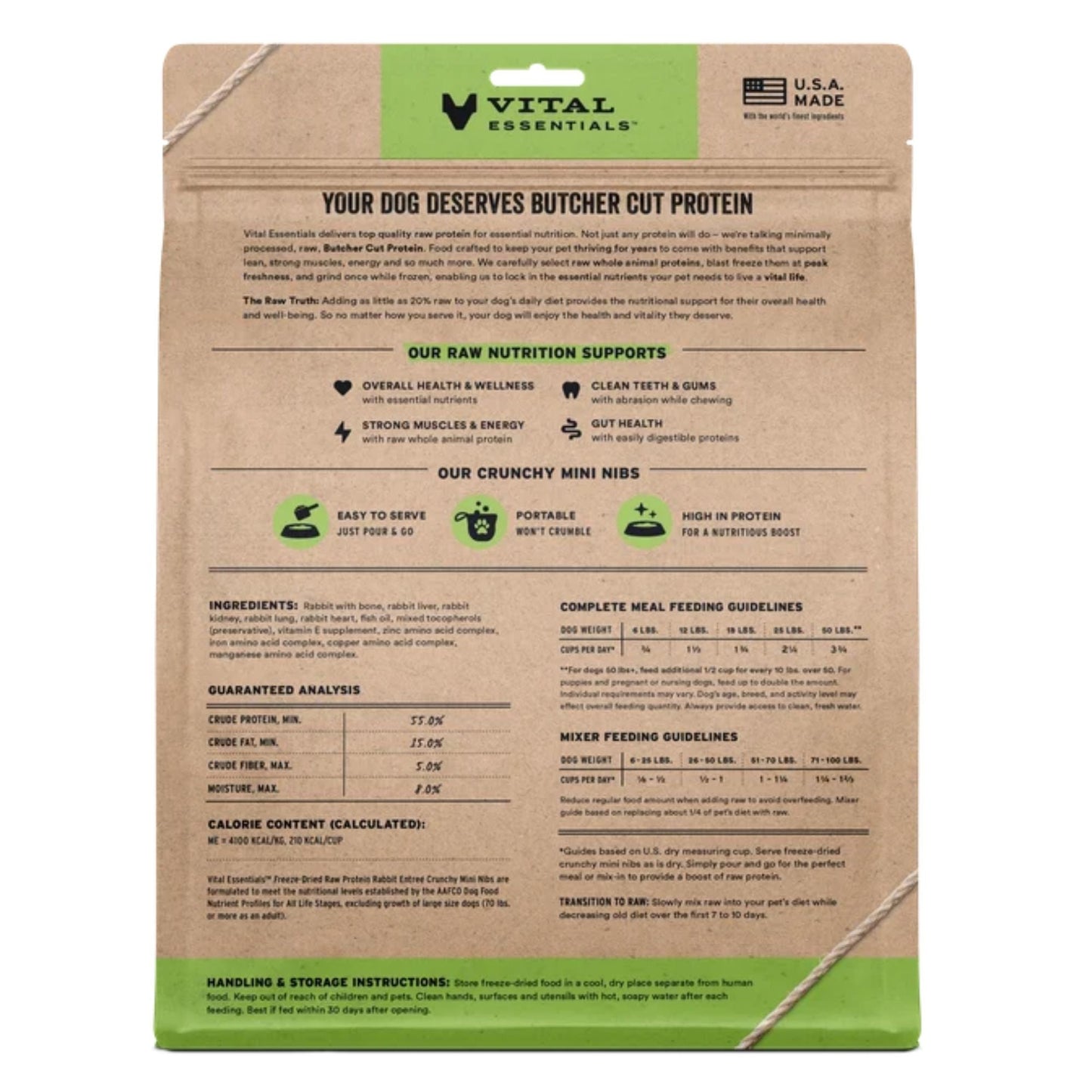 Vital Essentials Dog Freeze-Dried Mini Nibs Rabbit 25oz.