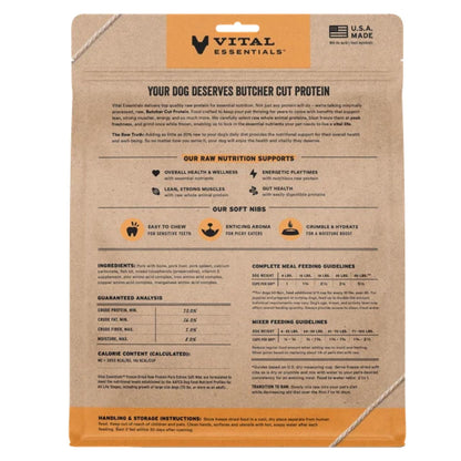 Vital Essentials Dog Freeze-Dried Raw Grain Free Pork Entree & Mixer Soft Nibs 14oz.