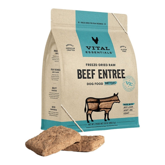 Vital Essentials Dog Freeze Dried Patties Beef 30oz.