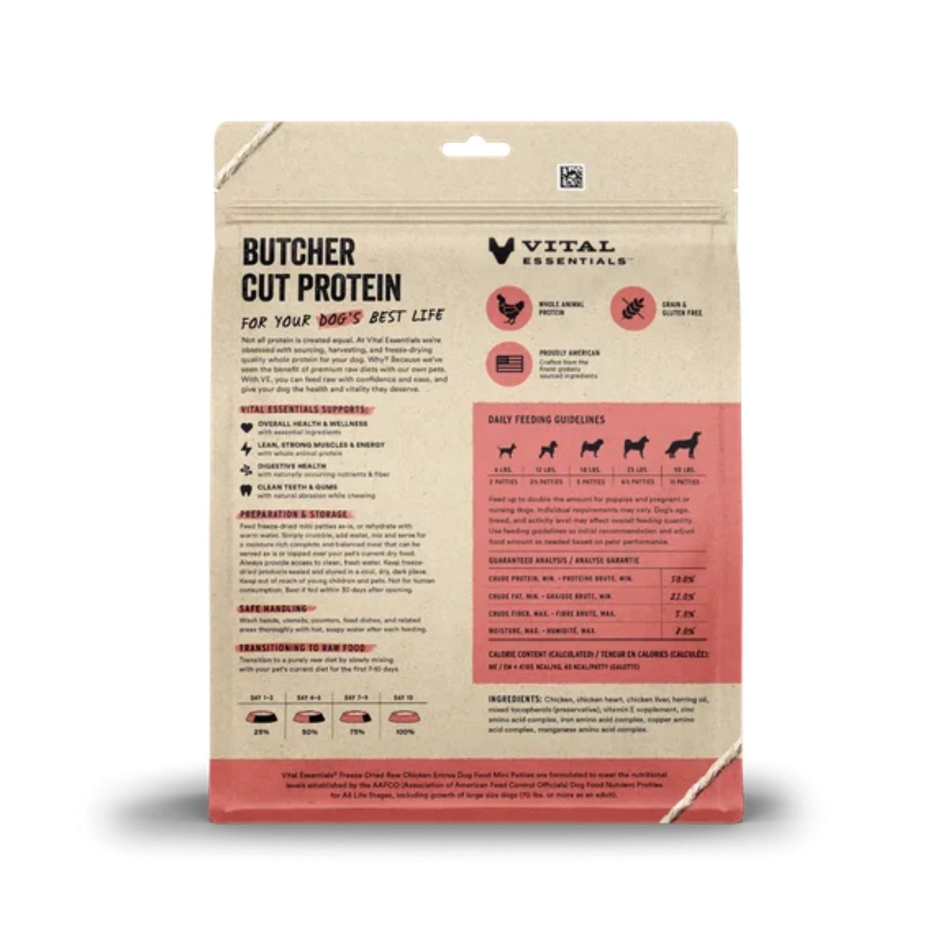 Vital Essentials Dog Freeze-Dried Mini Patties Chicken 14oz.