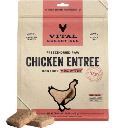Vital Essentials Dog Freeze-Dried Mini Patties Chicken 14oz.