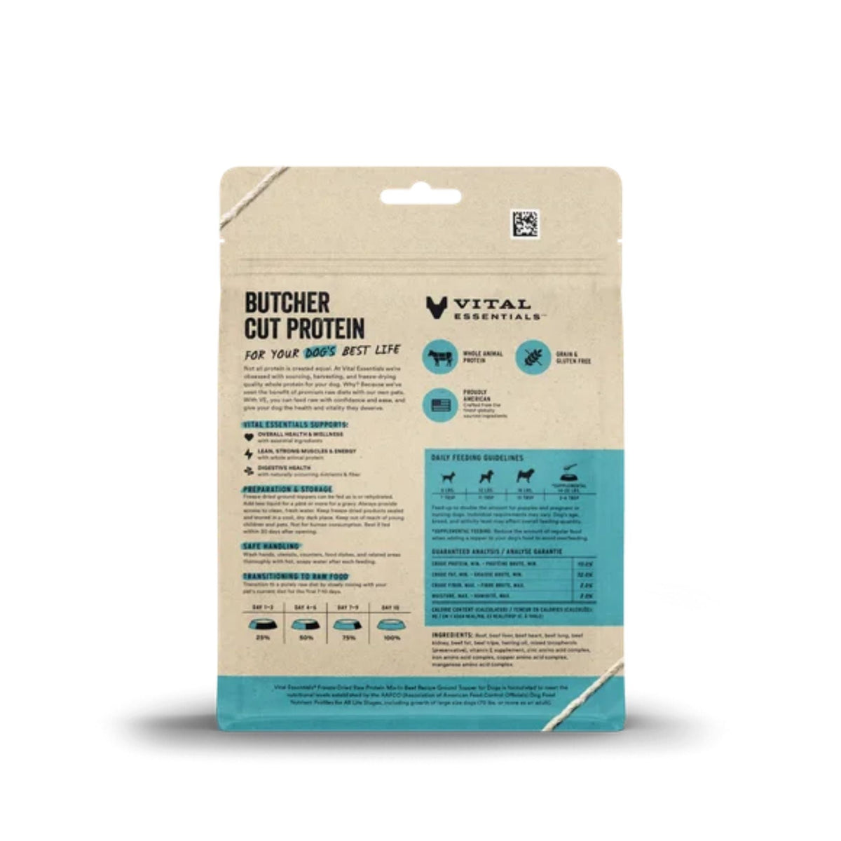 Vital Essentials Dog Freeze Dried Topper Ground Beef 6oz.
