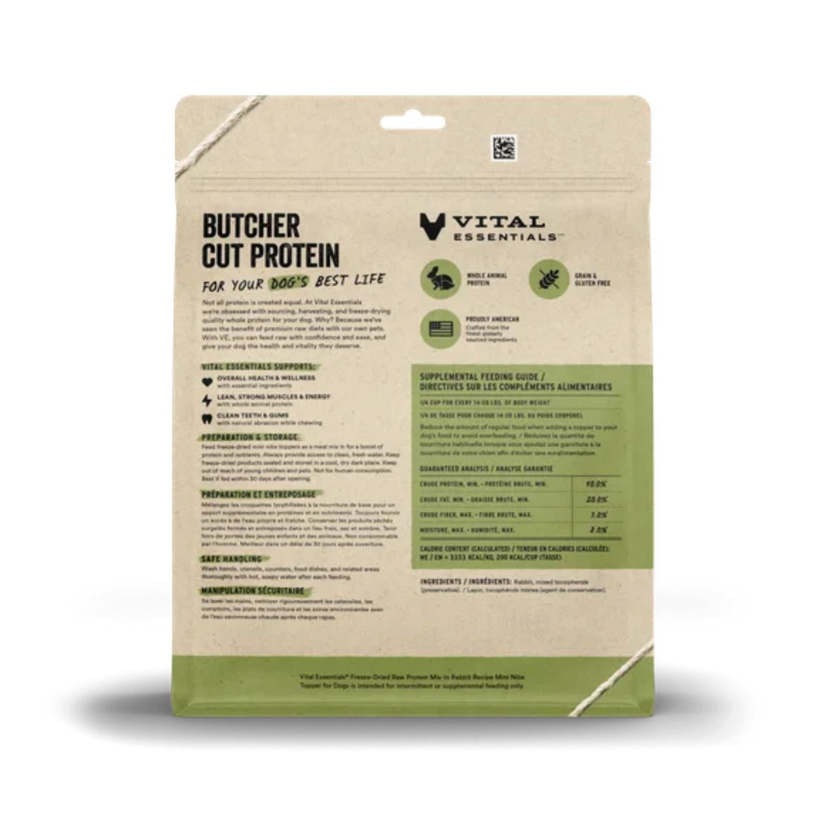 Vital Essentials Dog Freeze Dried Topper Rabbit 6oz.