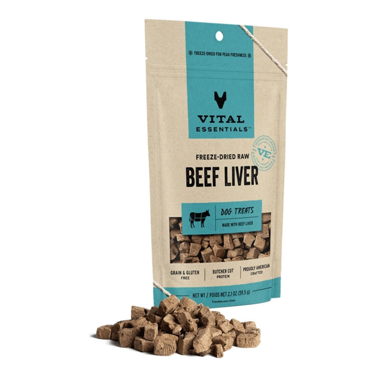 Vital Essentials Dog Freeze-Dried Grain Free Beef Liver Treats 2.1oz.