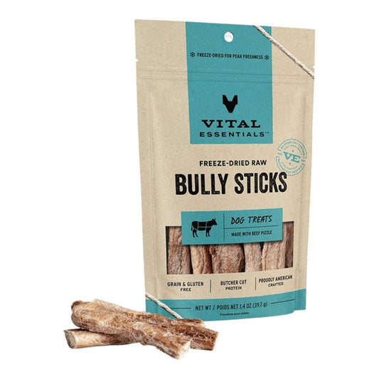 Vital Essentials Dog Freeze-Dried Grain Free Bully Sticks Treats 1.4oz.