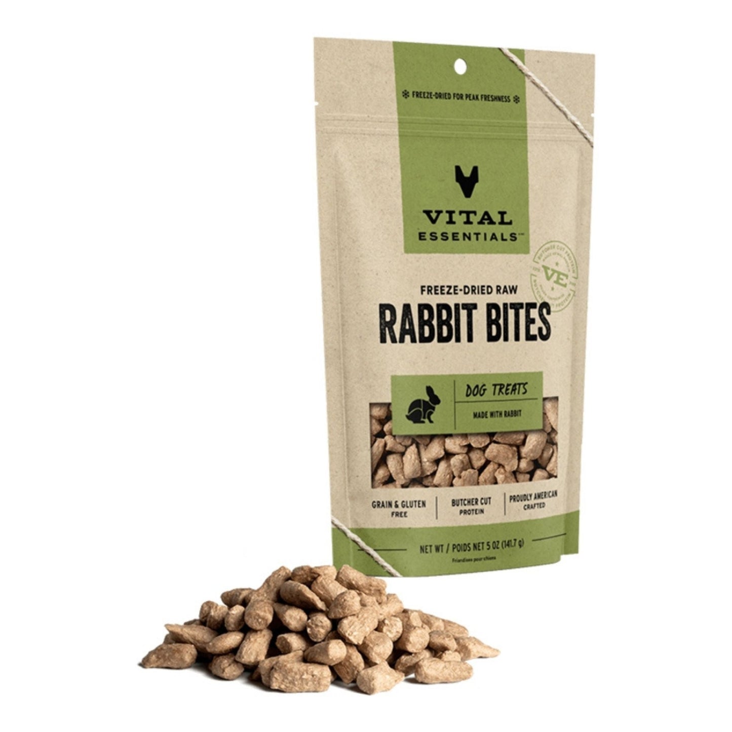 Vital Essentials Dog Freeze-Dried Grain Free Rabbit Bites Treats 2oz.
