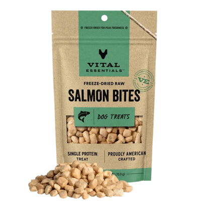 Vital Essentials Dog Freeze-Dried Raw Grain Free Salmon Bites Treats 2.5oz.