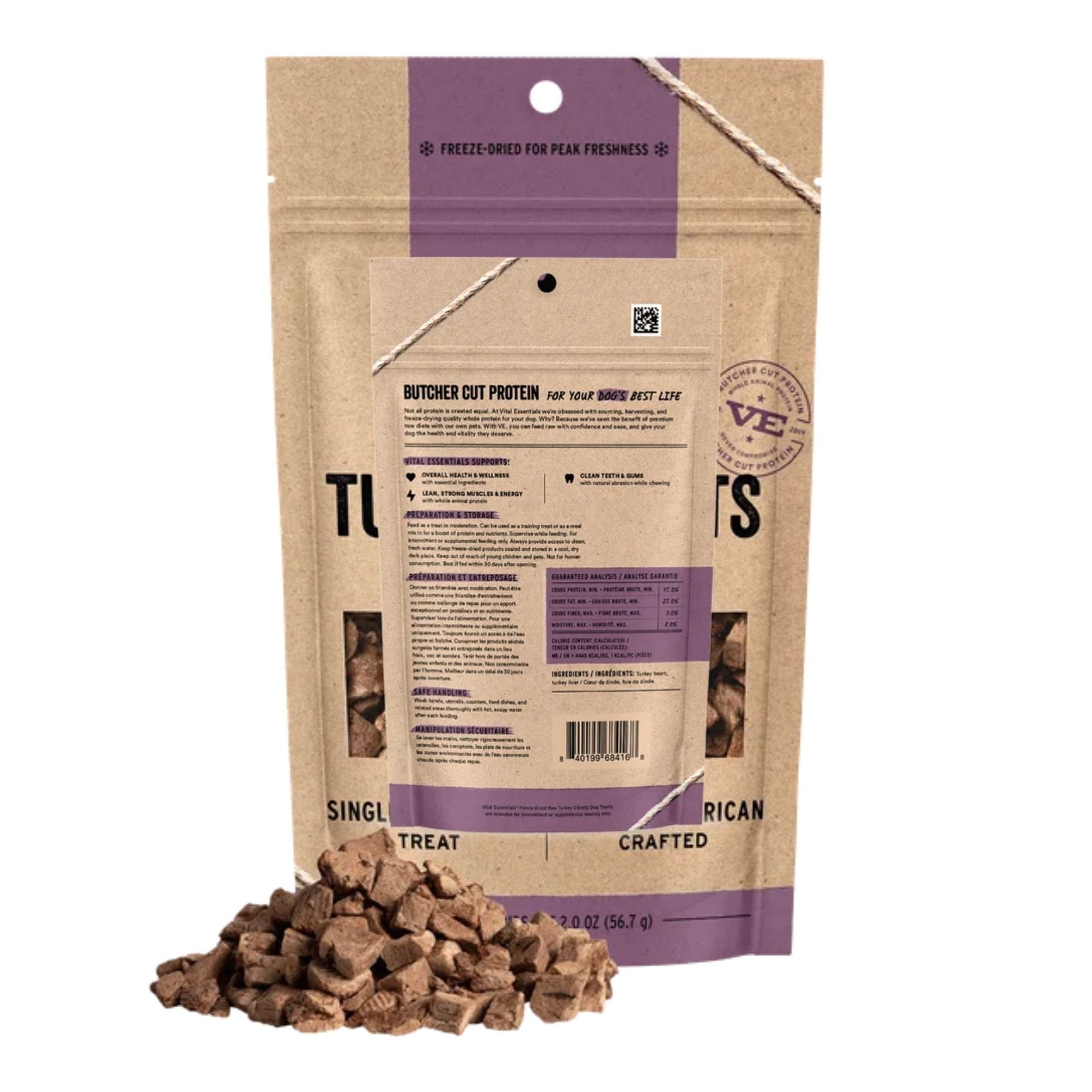 Vital Essentials Dog Freeze-Dried Treat Turkey Giblets 2oz.