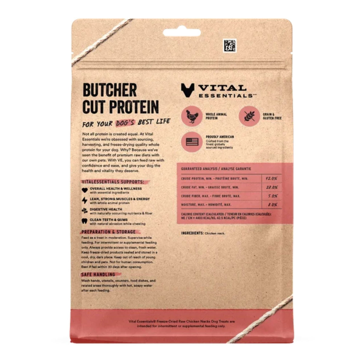 Vital Essentials Dog Freeze Dried Treat Chicken Necks 9oz.