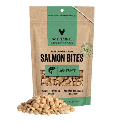 Vital Essentials Dog Freeze Dried Treat Salmon Bites 5oz.