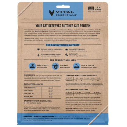 Vital Essentials Cat Freeze Dried Mini Nibs Beef Chicken 8oz.