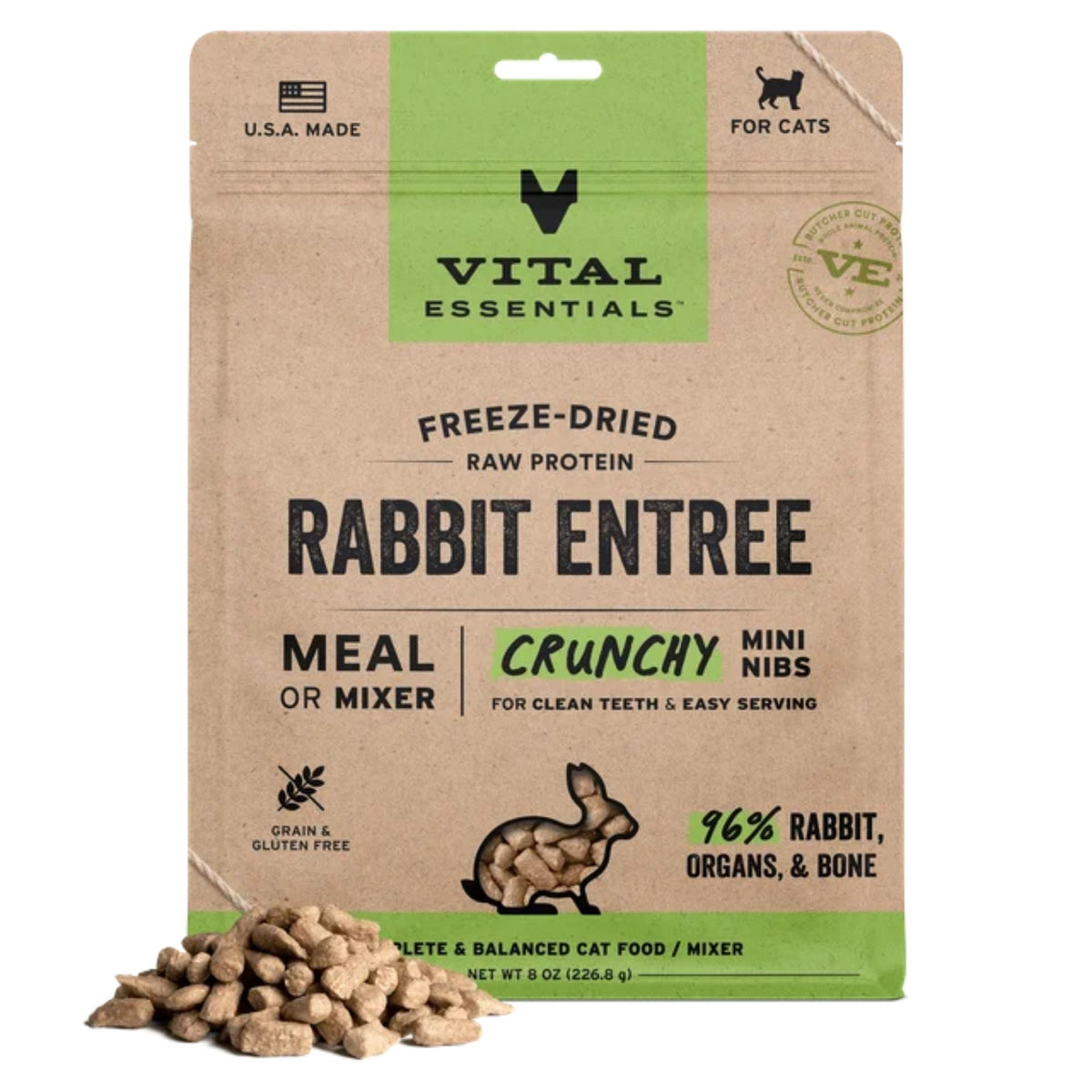 Vital Essentials Cat Freeze Dried Mini Nibs Rabbit 8oz.