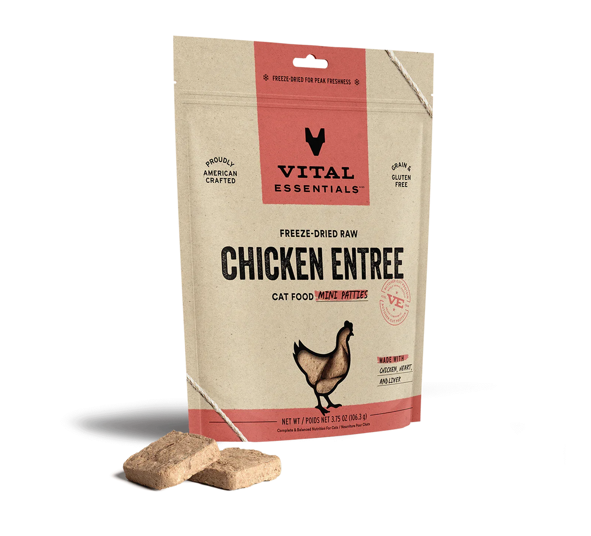 Vital Essentials Cat Freeze Dried Mini Patties Chicken 3.75oz. Default Title