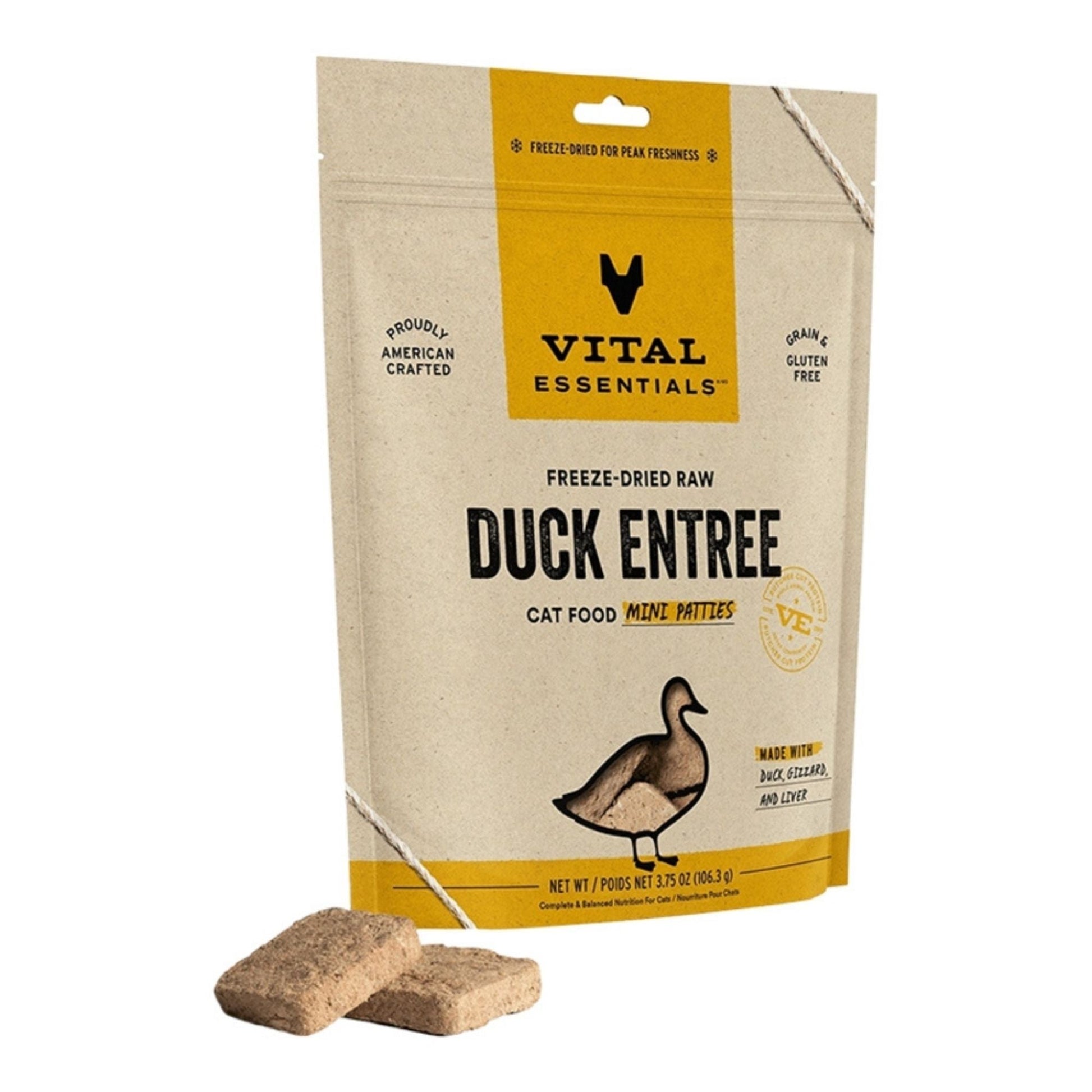 Vital Essentials Cat Freeze Dried Mini Patties Duck 3.75oz.