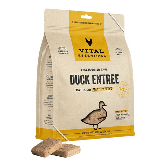 Vital Essentials Cat Freeze Dried Mini Patties Duck 8oz.