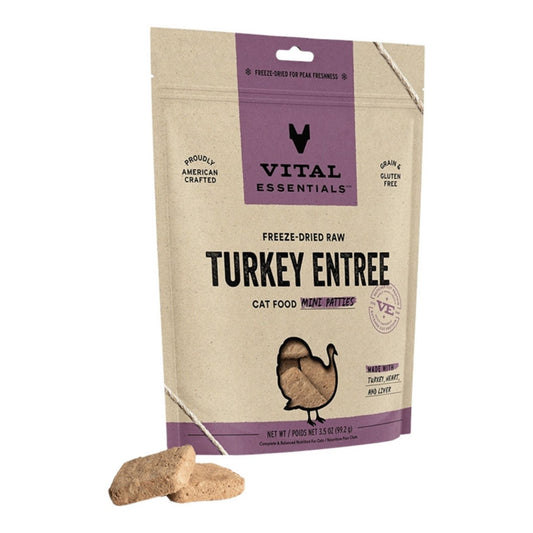 Vital Essentials Cat Freeze Dried Mini Patties Turkey 3.75oz.