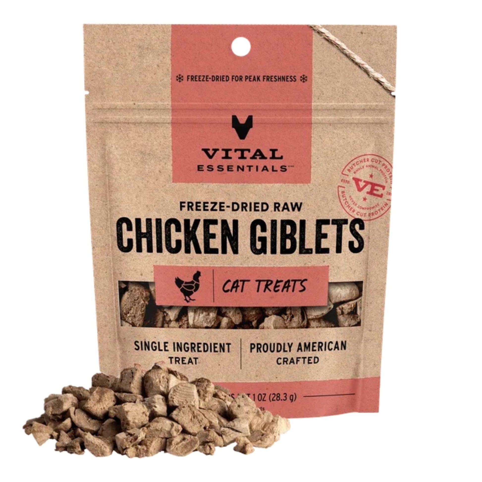 Vital Essentials Cat Freeze-Dried Treat Chicken Giblet 1oz.