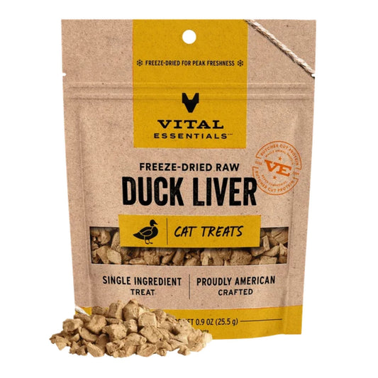 Vital Essentials Cat Freeze-Dried Grain Free Duck Liver Treats 0.9oz.