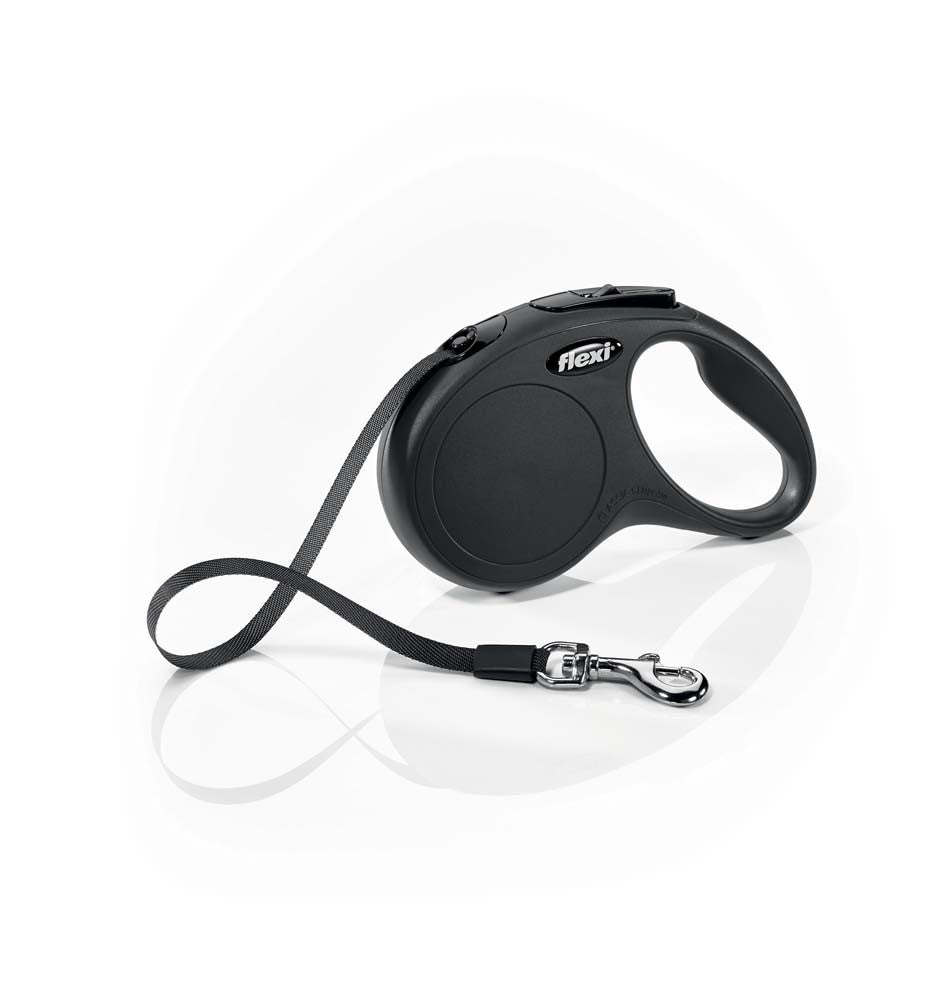Flexi Classic Retractable Tape Dog Leash Black 16 ft Small