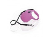 Flexi Classic Retractable Tape Dog Leash Pink 16 ft Medium